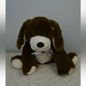 Little Miracles Puppy Dog Plush Stuffed Animal Toy Brown Cream Off White Bow